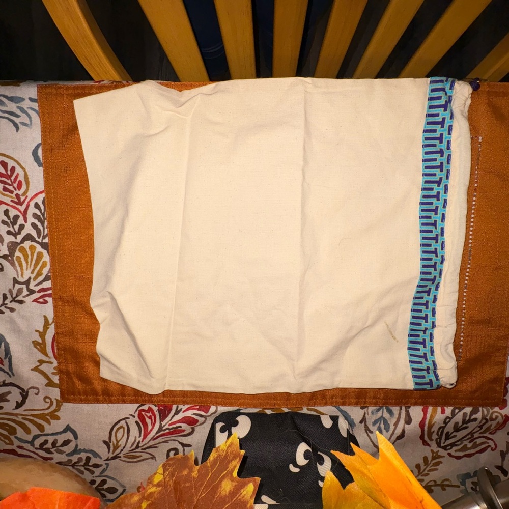 Tory Burch Cream and Blue Travel Bag